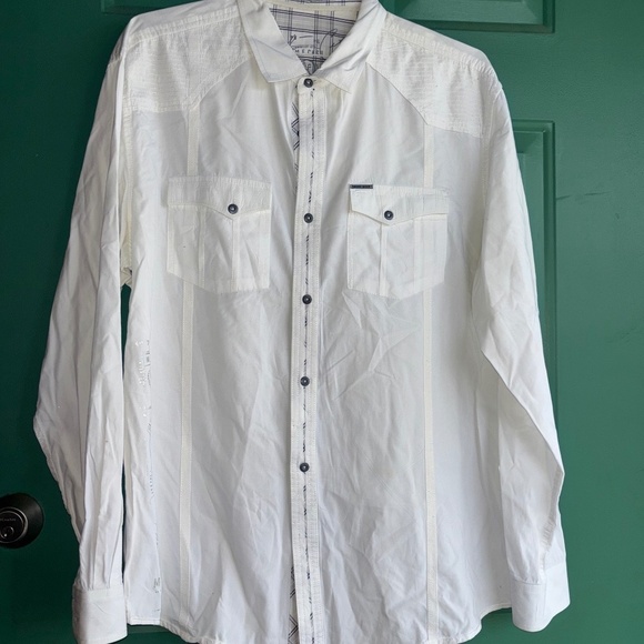 M.E.C & S men’s XL white top with silver design - Picture 1 of 9